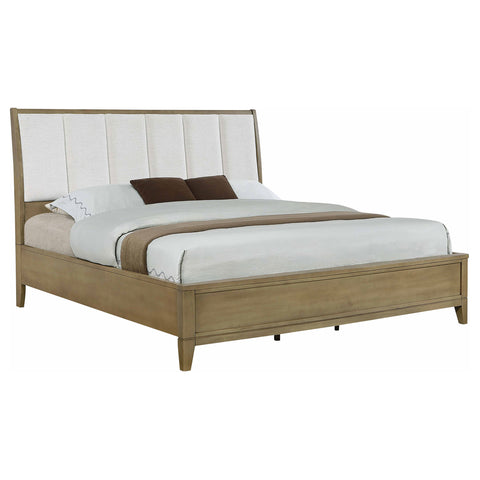 Fultonville Upholstered Eastern King Panel Bed Natural PineNatural Pine
