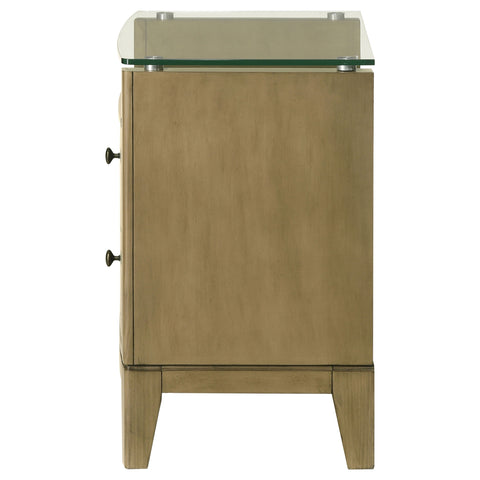 Fultonville 2-drawer Glass Top Nightstand Natural PineNatural Pine