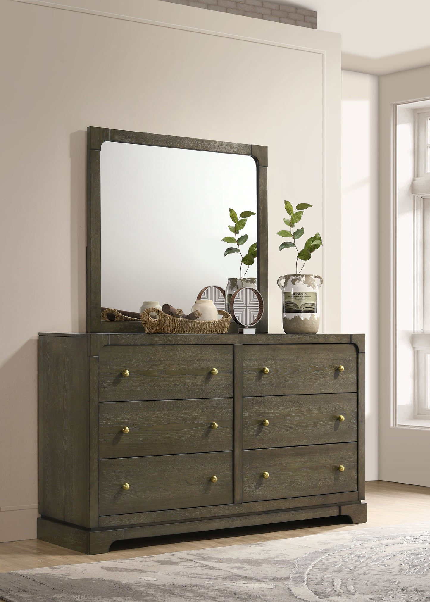 marjorie park 6-drawer dresser and mirror dark cocoadark cocoa