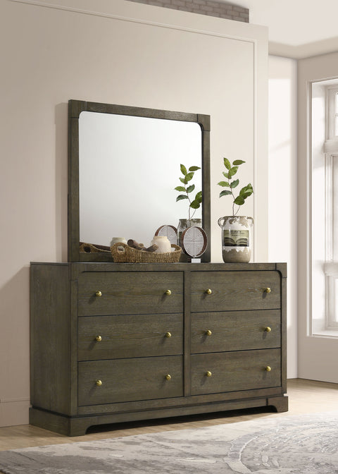 Marjorie Park 6-drawer Dresser and Mirror Dark CocoaDark Cocoa