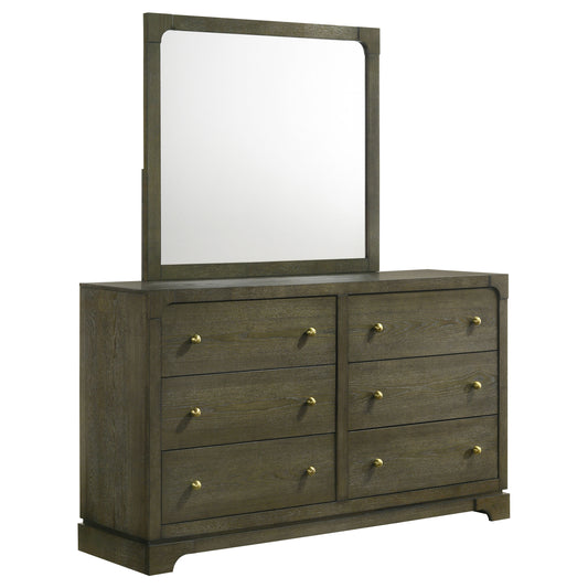 Marjorie Park 6-drawer Dresser and Mirror Dark CocoaDark Cocoa