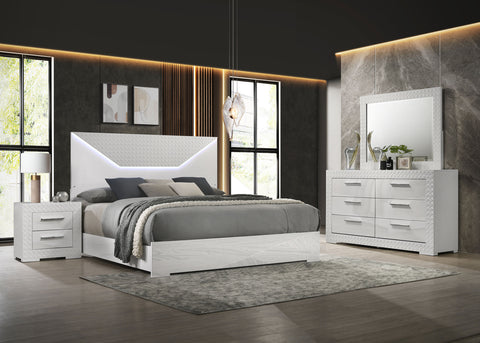 Foster 4-piece Eastern King Bedroom Set White High GlossWhite High Gloss