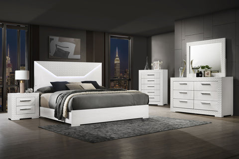 Foster 5-piece Eastern King Bedroom Set White High GlossWhite High Gloss