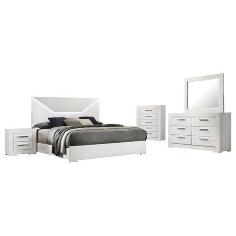Foster 5-piece Eastern King Bedroom Set White High GlossWhite High Gloss