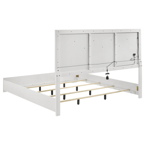 Foster Eastern King Panel Bed LED Headboard White High GlossWhite High Gloss