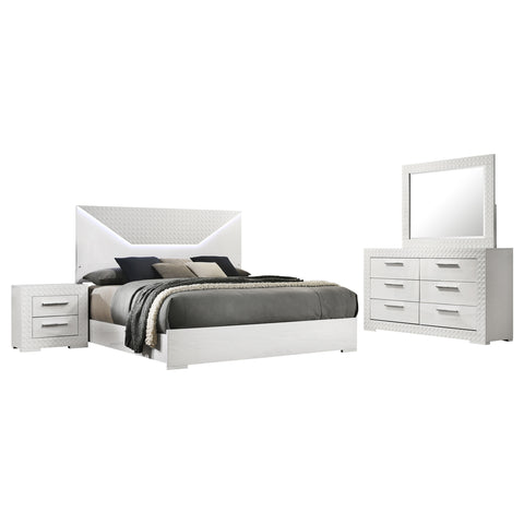 Foster 4-piece Queen Bedroom Set White High GlossWhite High Gloss