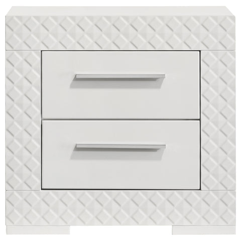 Foster 2-drawer Nightstand Bedside Table White High GlossWhite High Gloss