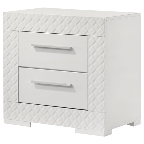 Foster 2-drawer Nightstand Bedside Table White High GlossWhite High Gloss