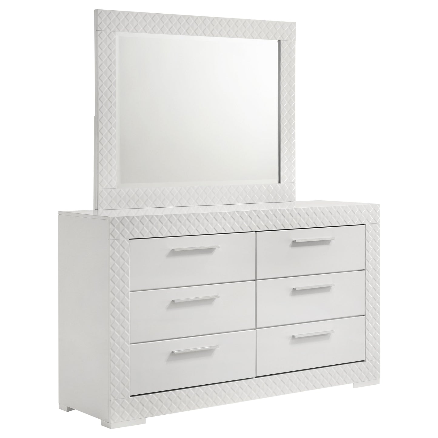 foster 6-drawer dresser and mirror white high glosswhite high gloss