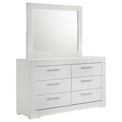 Foster 6-drawer Dresser and Mirror White High GlossWhite High Gloss