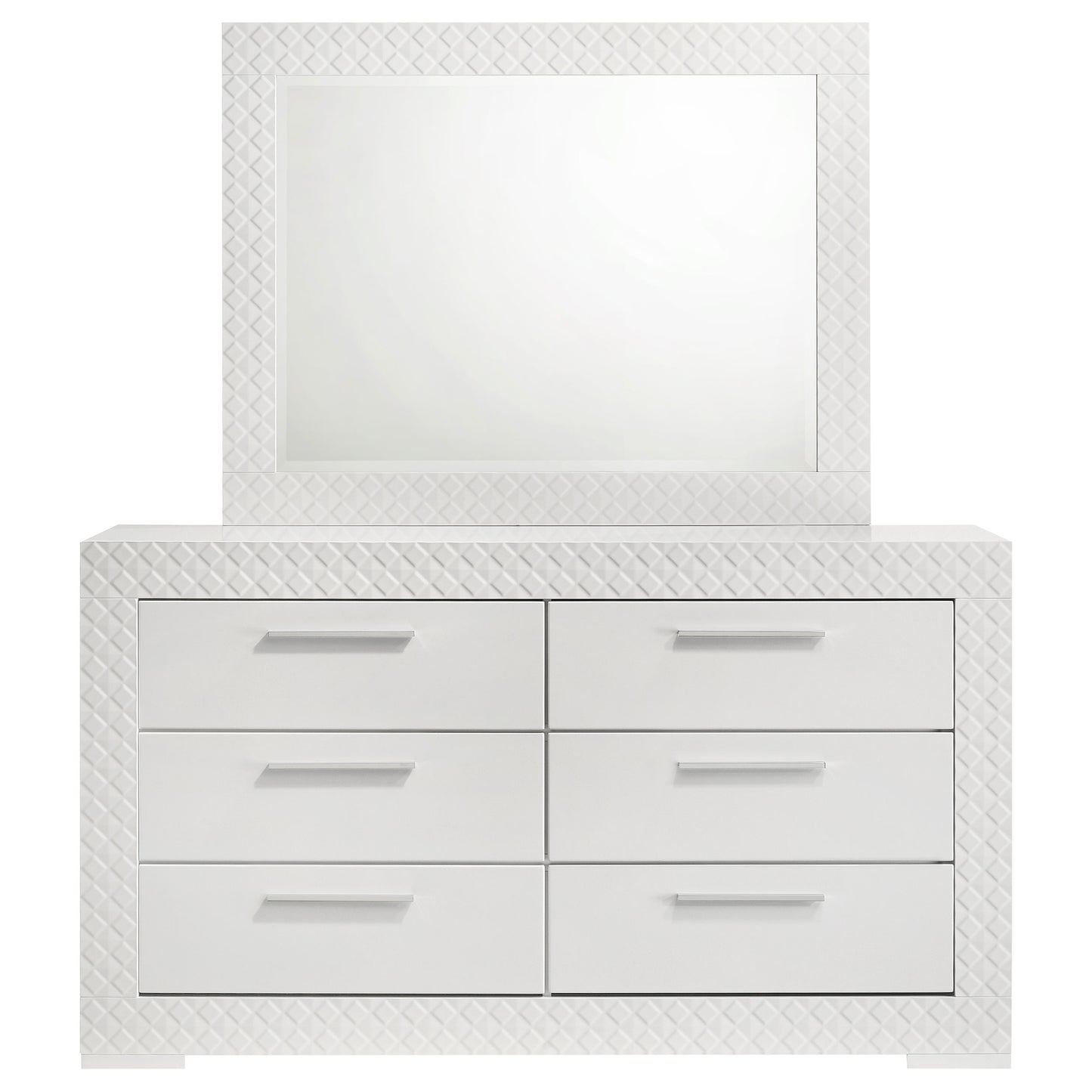 foster 6-drawer dresser and mirror white high glosswhite high gloss