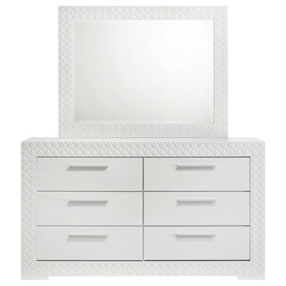 Foster 6-drawer Dresser and Mirror White High GlossWhite High Gloss