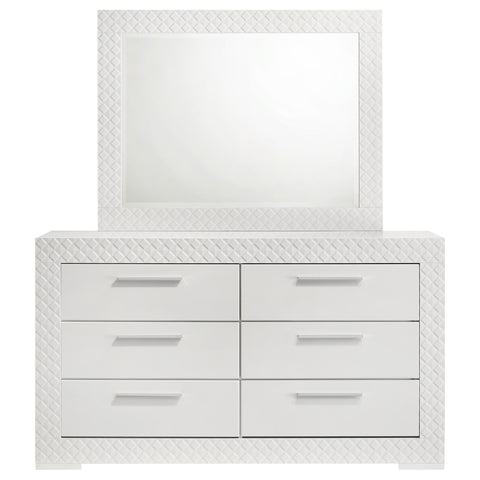 Foster 6-drawer Dresser and Mirror White High GlossWhite High Gloss