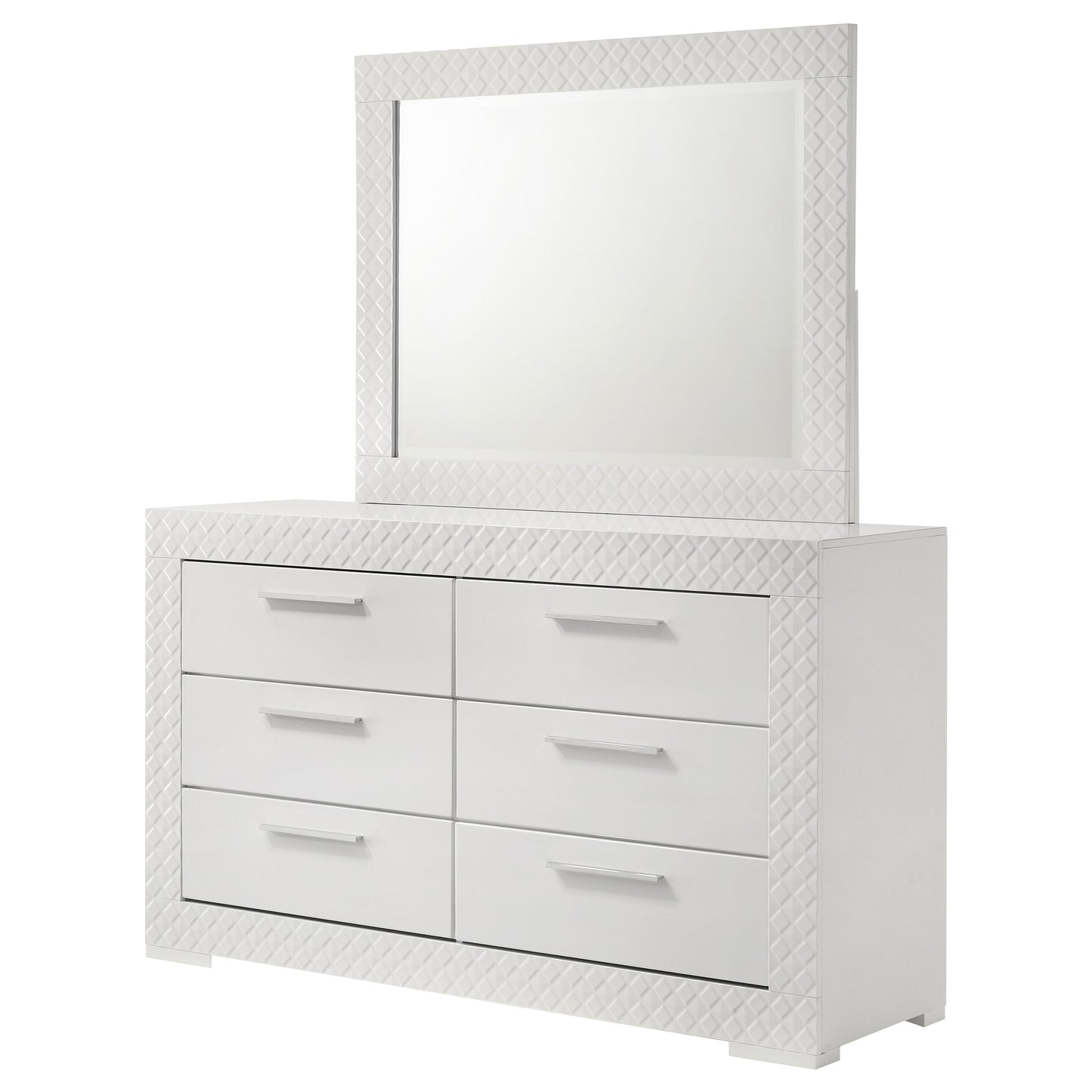 foster 6-drawer dresser and mirror white high glosswhite high gloss