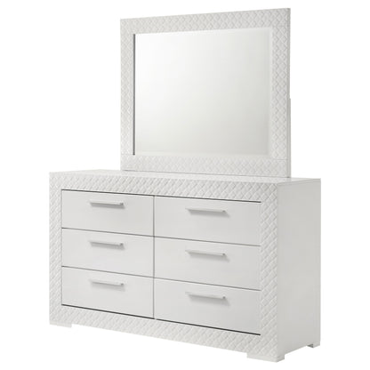 Foster 6-drawer Dresser and Mirror White High GlossWhite High Gloss