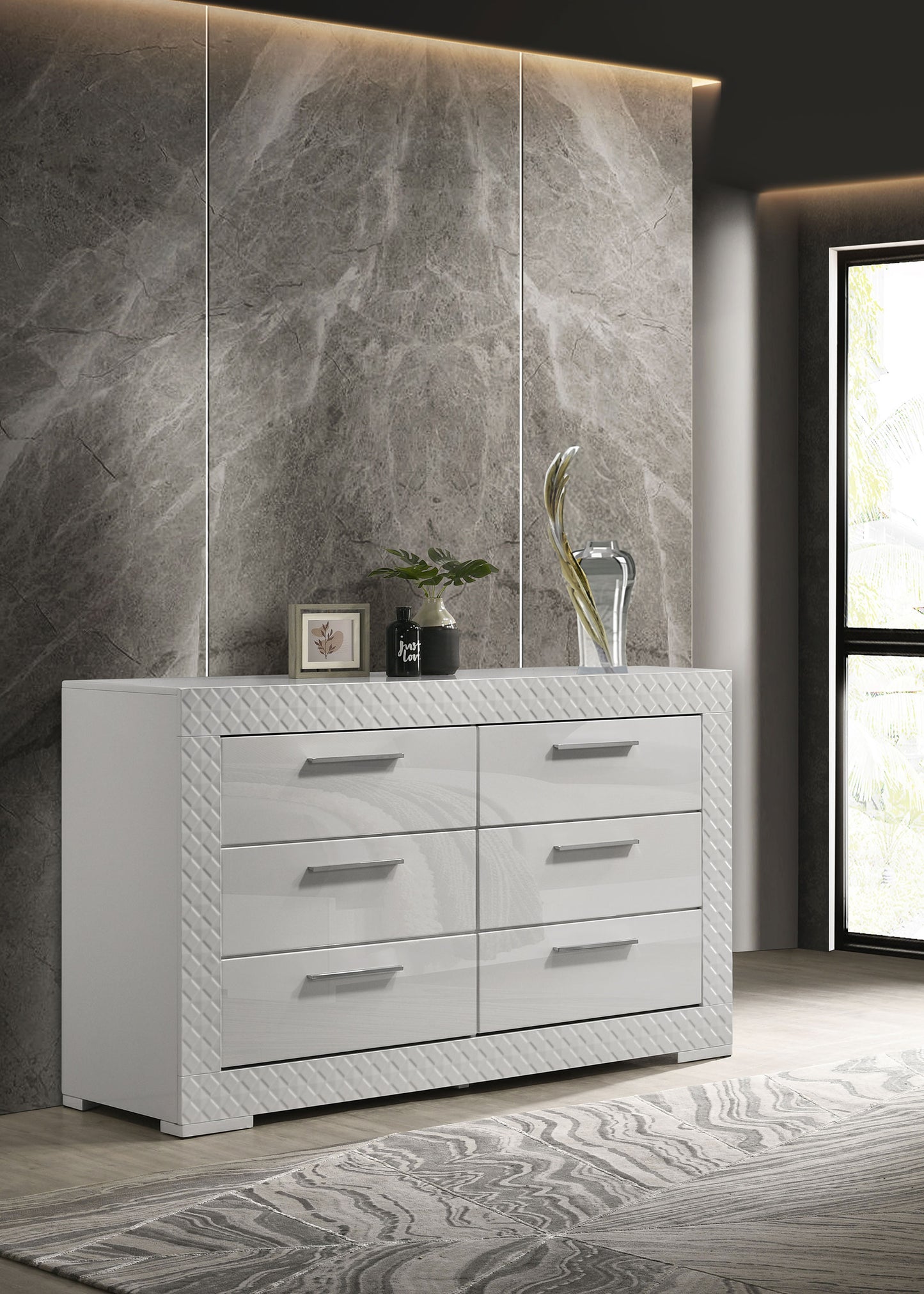 foster 6-drawer dresser cabinet white high glosswhite high gloss