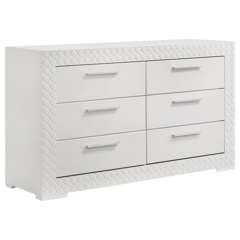Foster 6-drawer Dresser Cabinet White High GlossWhite High Gloss
