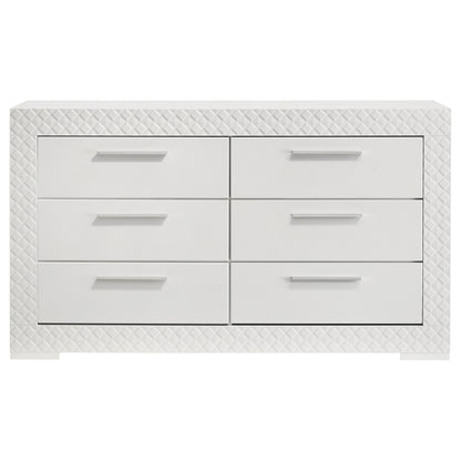 Foster 6-drawer Dresser Cabinet White High GlossWhite High Gloss