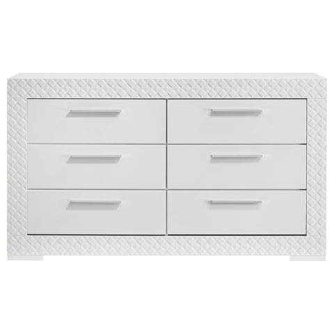 Foster 6-drawer Dresser Cabinet White High GlossWhite High Gloss