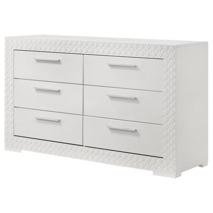 Foster 6-drawer Dresser Cabinet White High GlossWhite High Gloss