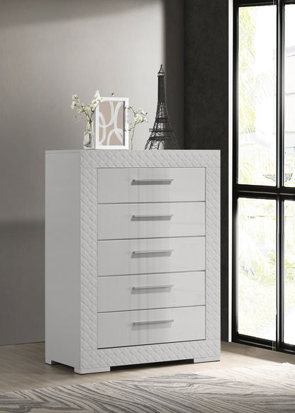 Foster 5-drawer Bedroom Chest of Drawers White High GlossWhite High Gloss