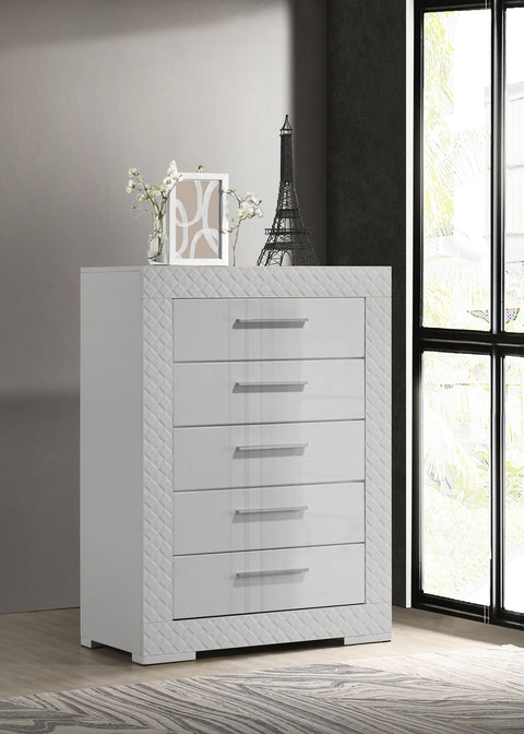 Foster 5-drawer Bedroom Chest of Drawers White High GlossWhite High Gloss