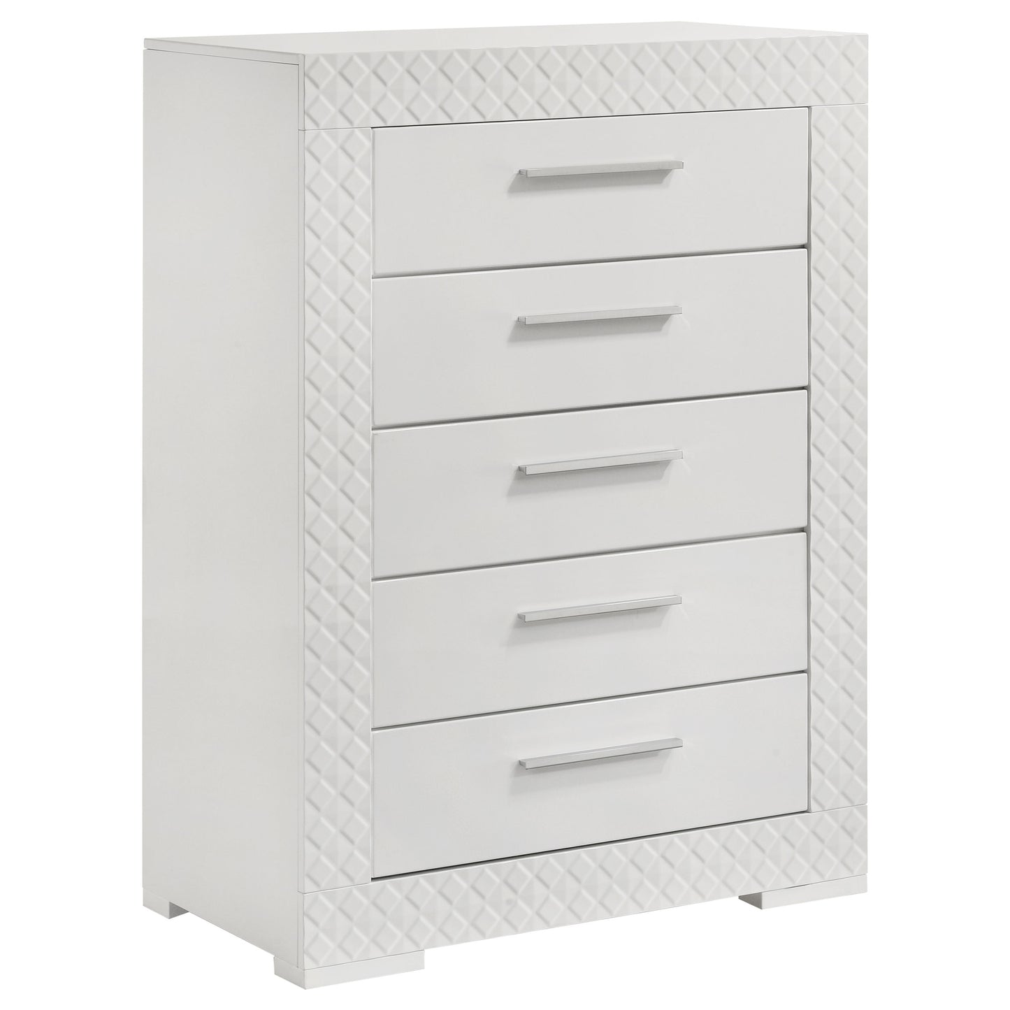 foster 5-drawer bedroom chest of drawers white high glosswhite high gloss