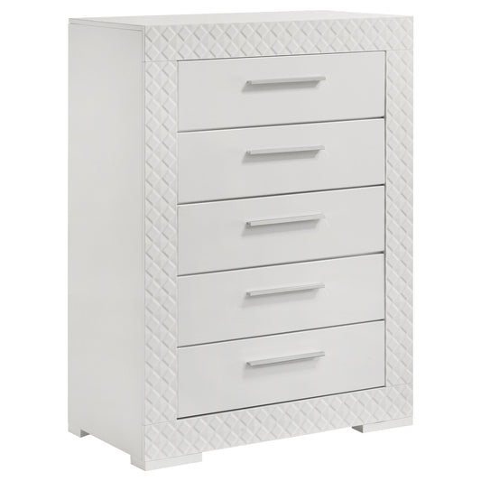 Foster 5-drawer Bedroom Chest of Drawers White High GlossWhite High Gloss