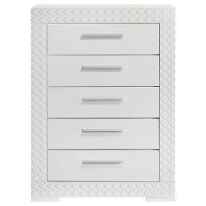Foster 5-drawer Bedroom Chest of Drawers White High GlossWhite High Gloss
