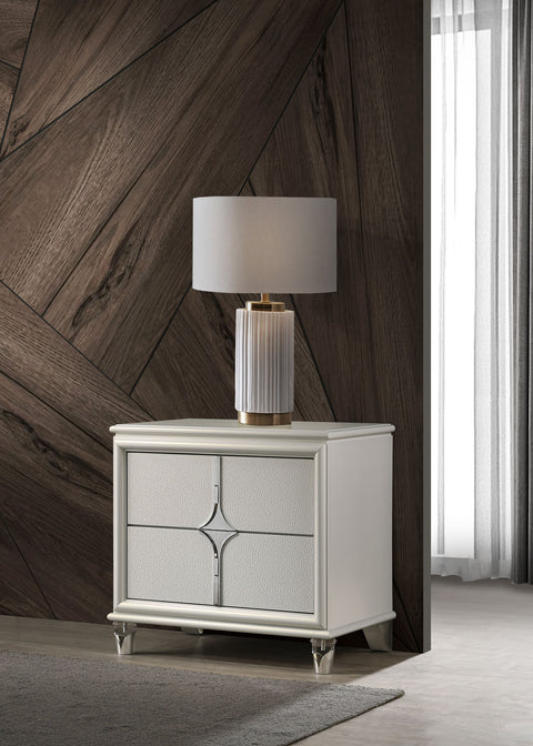 Vicente 2-drawer Nightstand Bedside Table Pearl WhitePearl White
