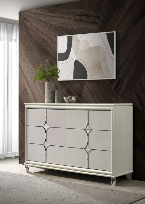 Vicente 6-drawer Dresser Cabinet Pearl WhitePearl White