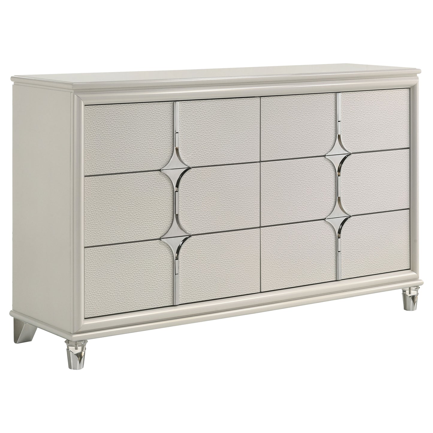 vicente 6-drawer dresser cabinet pearl whitepearl white