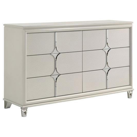 Vicente 6-drawer Dresser Cabinet Pearl WhitePearl White