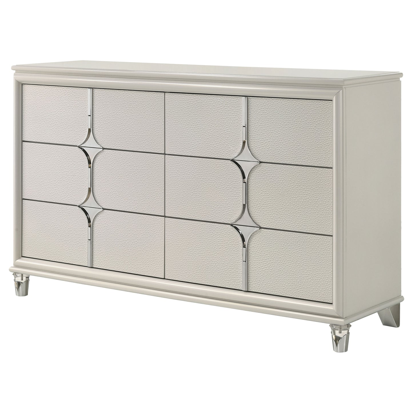 vicente 6-drawer dresser cabinet pearl whitepearl white