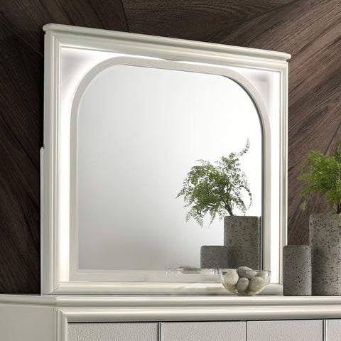 Vicente LED Dresser Mirror Pearl WhitePearl White