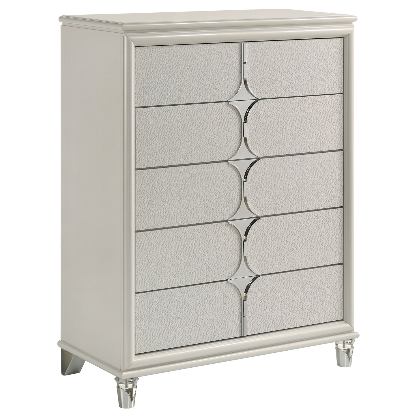 vicente 5-drawer bedroom chest of drawers pearl whitepearl white