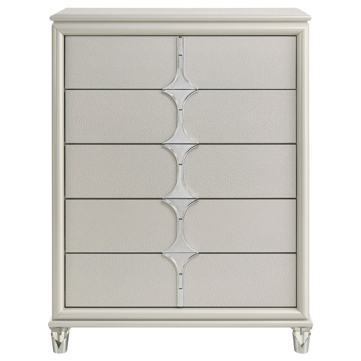 vicente 5-drawer bedroom chest of drawers pearl whitepearl white