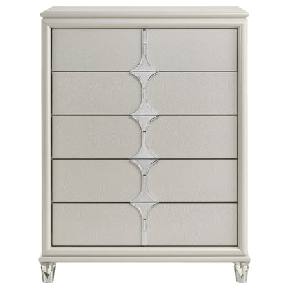 Vicente 5-drawer Bedroom Chest of Drawers Pearl WhitePearl White