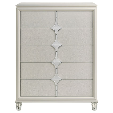 Vicente 5-drawer Bedroom Chest of Drawers Pearl WhitePearl White