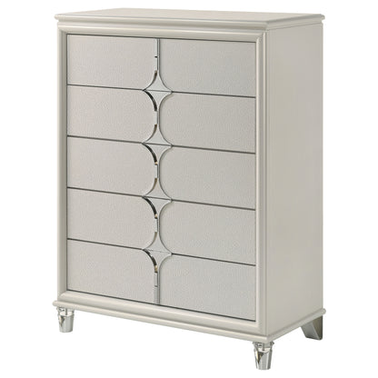 Vicente 5-drawer Bedroom Chest of Drawers Pearl WhitePearl White