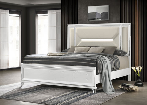 Browning 64-inch Queen Panel Bed LED Headboard WhiteWhite