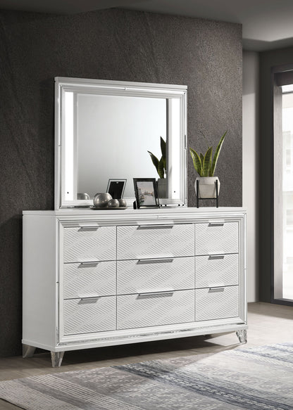 Browning 9-drawer Dresser and LED Mirror WhiteWhite