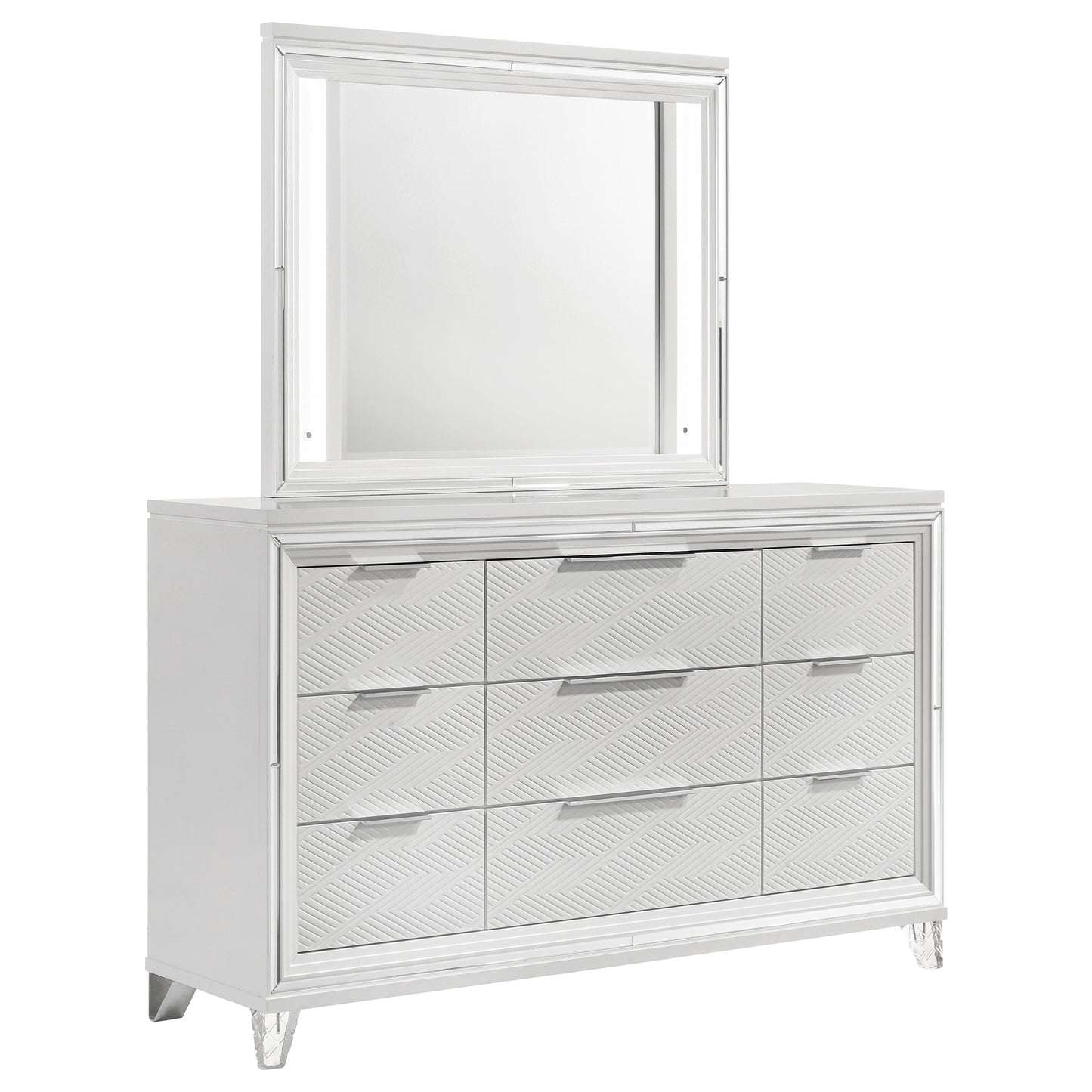 browning 9-drawer dresser and led mirror whitewhite