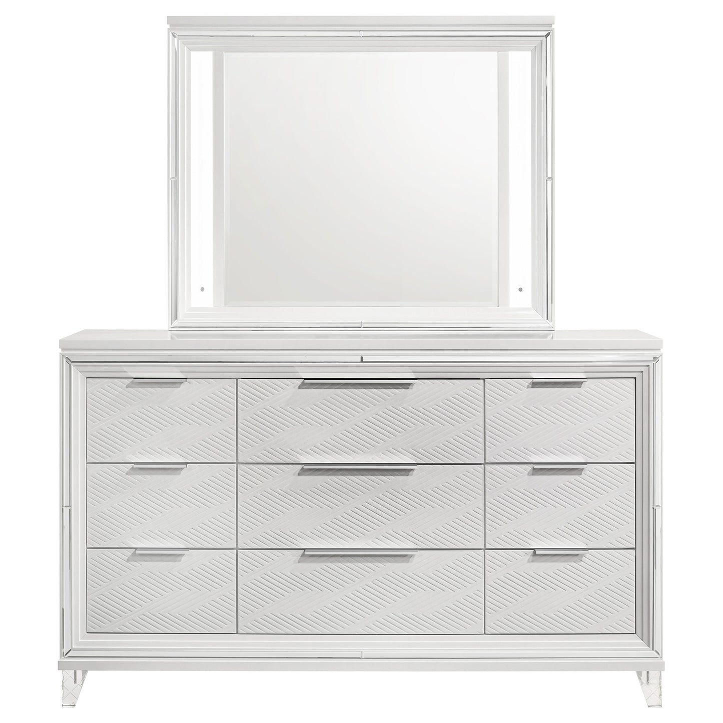 browning 9-drawer dresser and led mirror whitewhite