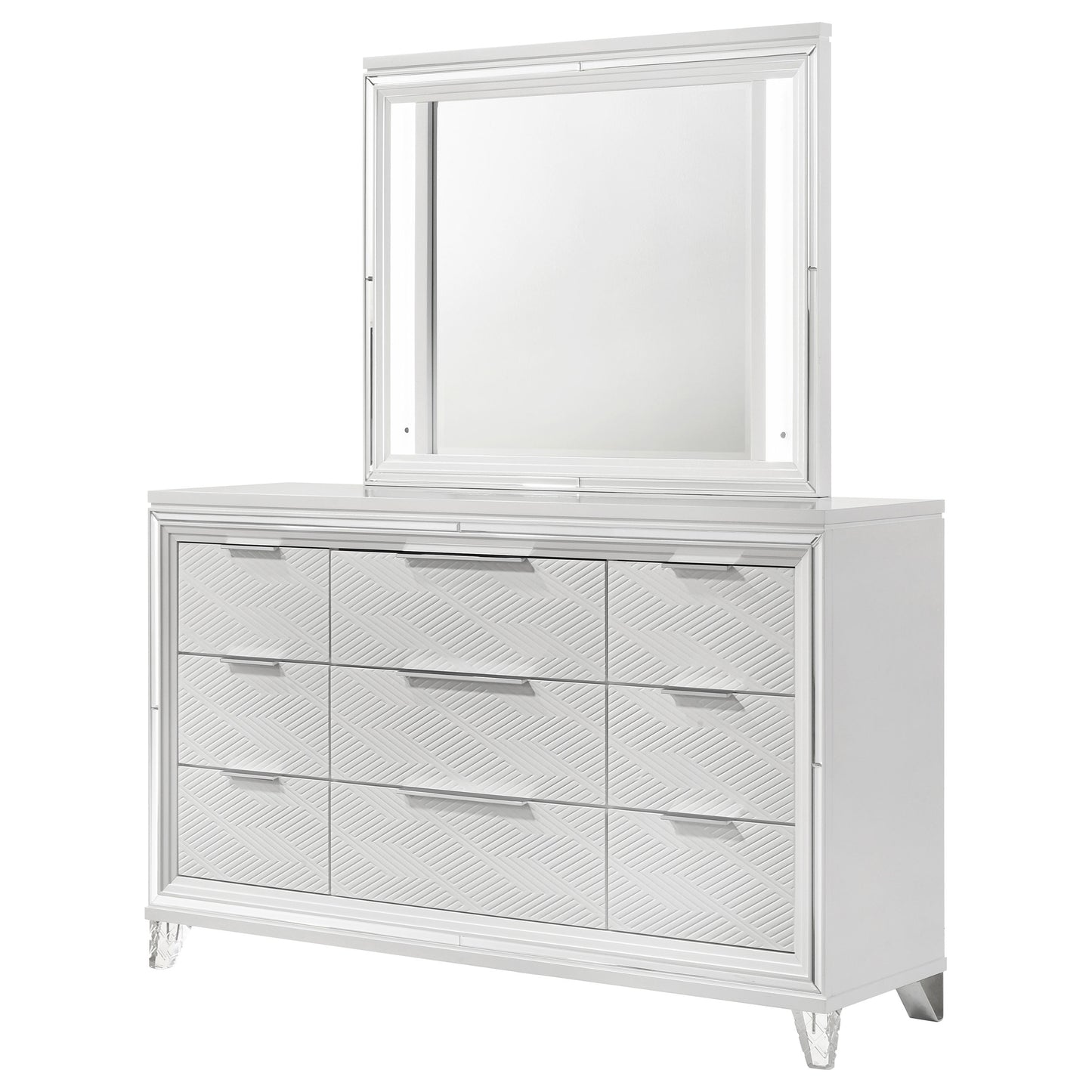 browning 9-drawer dresser and led mirror whitewhite
