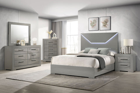 Foster 5-piece Eastern King Bedroom Set Grey High GlossGrey High Gloss