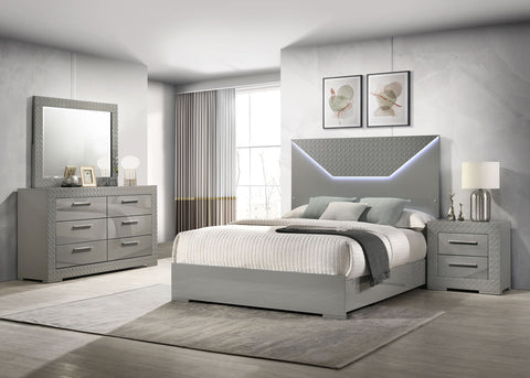 Foster 4-piece Queen Bedroom Set Grey High GlossGrey High Gloss