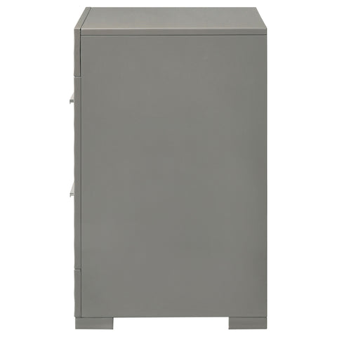 Foster 2-drawer Nightstand Bedside Table Grey High GlossGrey High Gloss