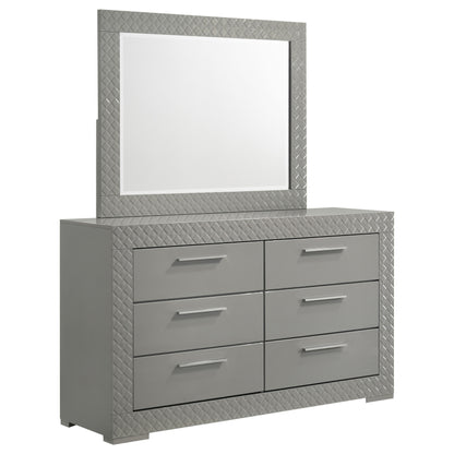 Foster 6-drawer Dresser and Mirror Grey High GlossGrey High Gloss