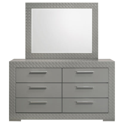 Foster 6-drawer Dresser and Mirror Grey High GlossGrey High Gloss